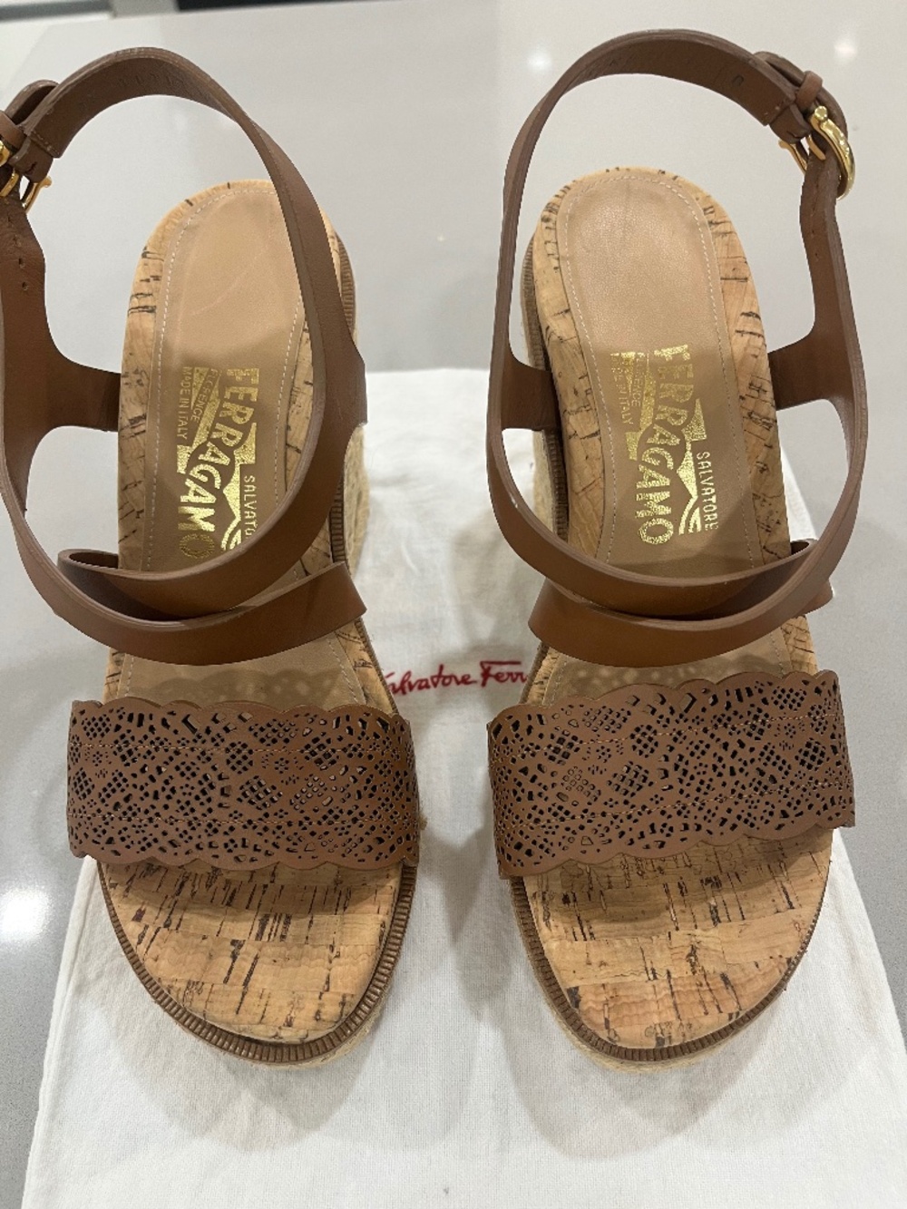 Ferragamo Wedge Heel Sandals.